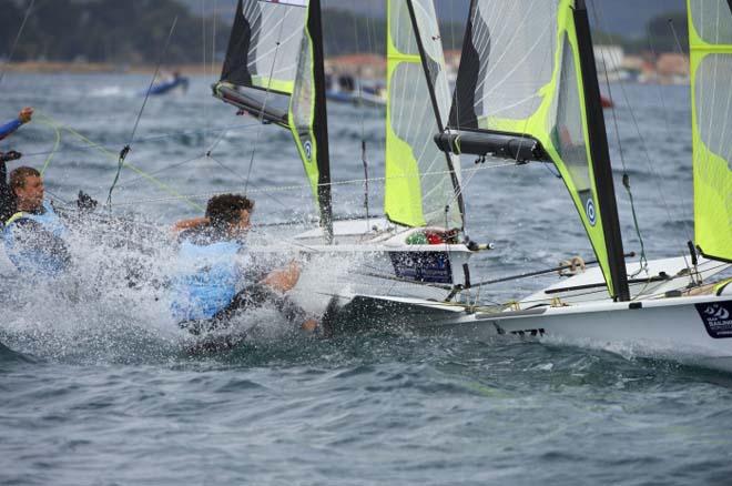 Seaton and Mcgovern, 49er medal race - 2014 ISAF Sailing World Cup Hyeres © Franck Socha